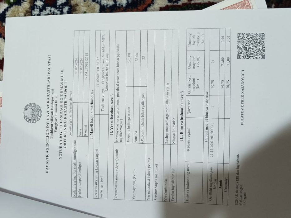 Noturar bino sotiladi karopka holatda