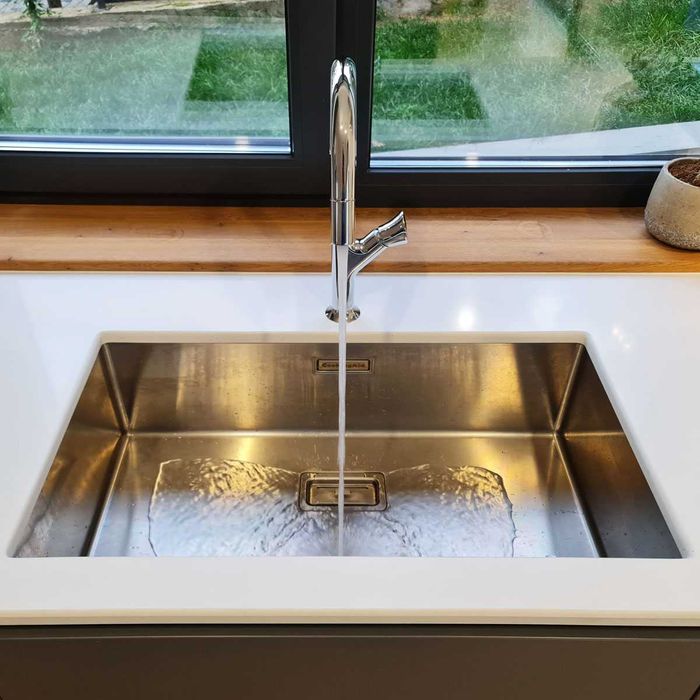 Chiuveta bucatarie inox CookingAid Box Lux 74 cu montaj pe/sub blat