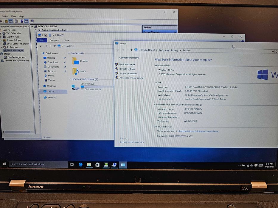 Lenovo Thinkpad T530 i7 SSD display "15.4