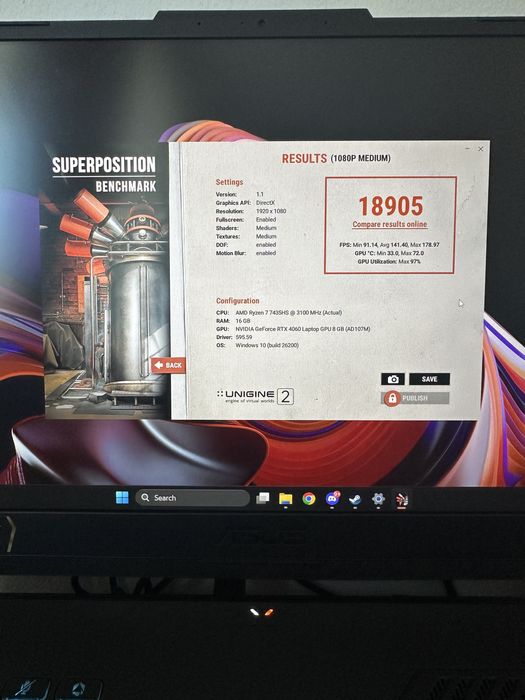 Laptop gaming Asus, 16 gb Ram ddr 5, rtx 4060 8 gb