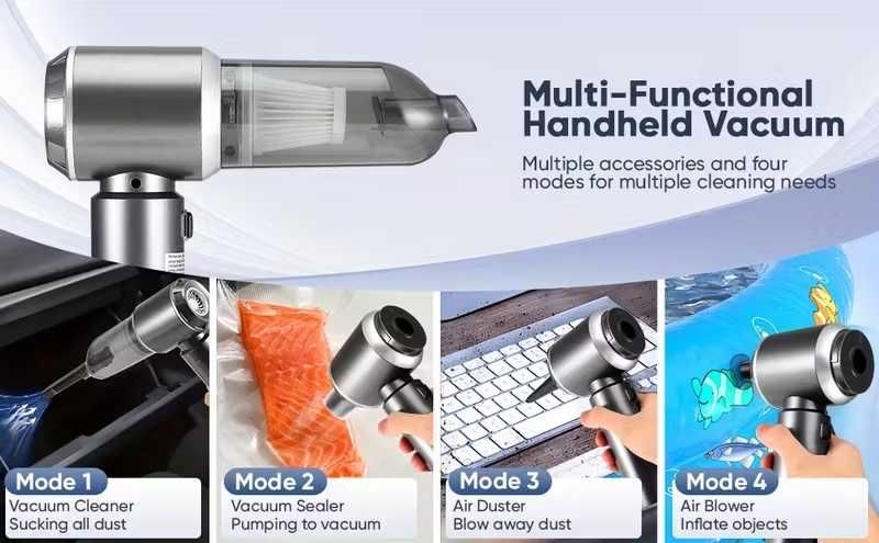 Мощна прахосмукачка QILIEASY,100W,20000Pa, 6000mAh,мокро, сухо чистeне