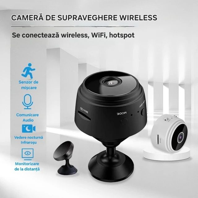 Mini cameră de supraveghere WiFi. Audio/Video.Magnetică.Bază Rotativă