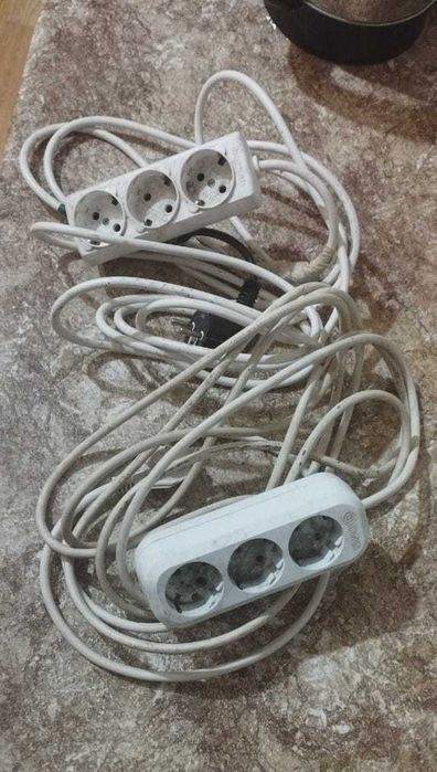 Сетевой шнур, 2 шт., удлинители, переноски, тройники электрические