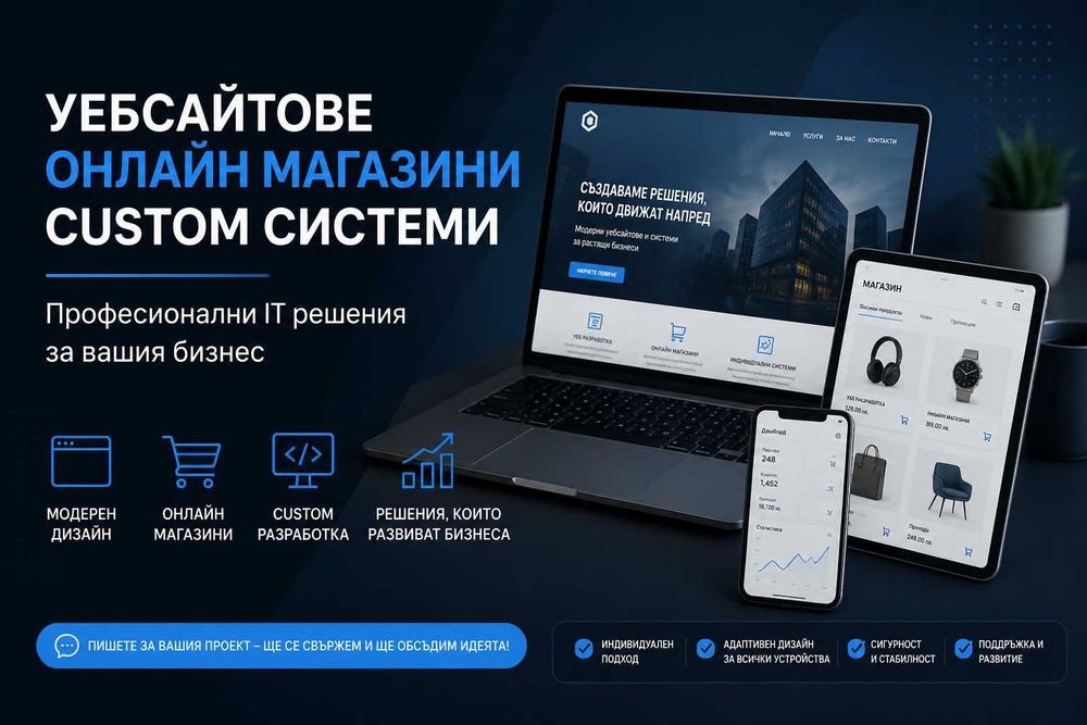 Изработка на уебсайтове, онлайн магазини и индивидуални IT решения