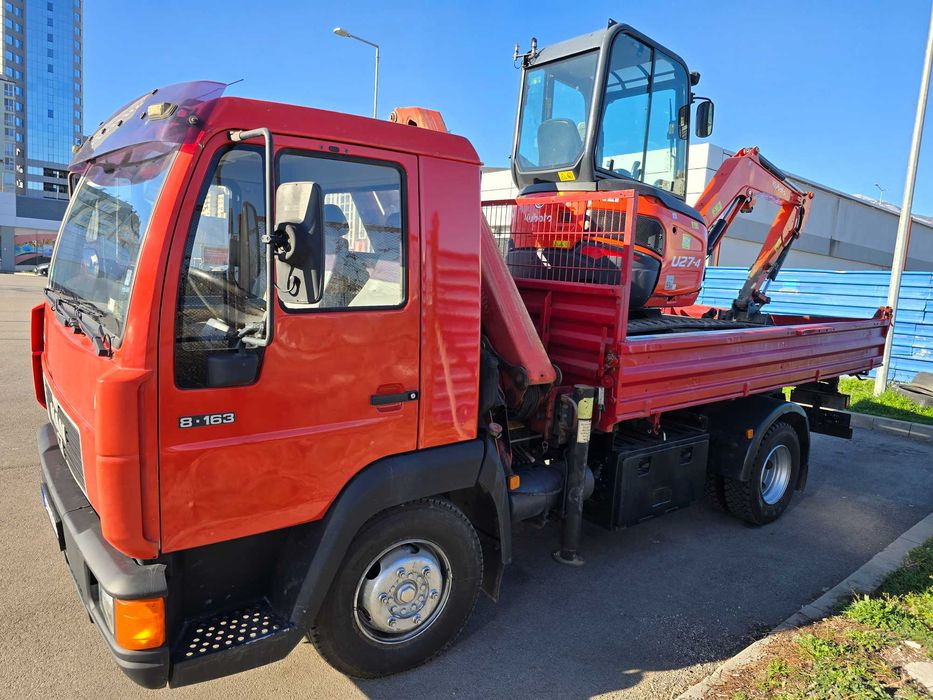 Работа с мини багер и самосвал с кран