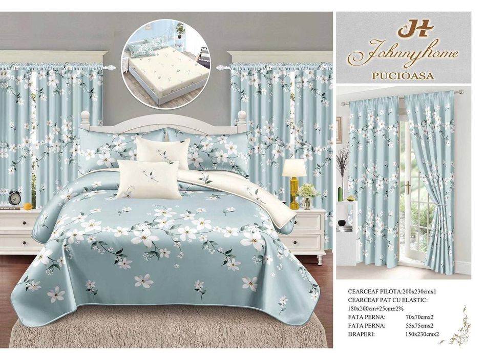 Lenjerie de pat finet 6 piese + două draperii