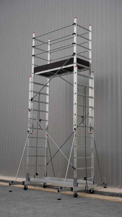 Schela mobila aluminiu telescopica 2x5(m), inaltime lucru 10 metri, o platforma 1,6x0,6(m), max 200kg/mp - CNO-SME-MEGA10