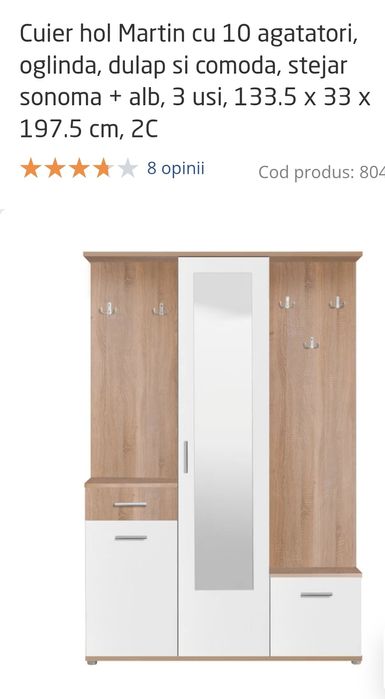 Vând pantofar cu oglinda și cuier