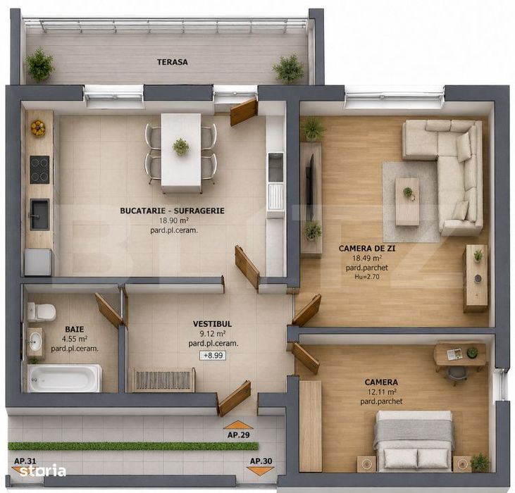 Apartament de Vanzare | 3 Camere | 73,63 mp | Tudor — fotografia 1