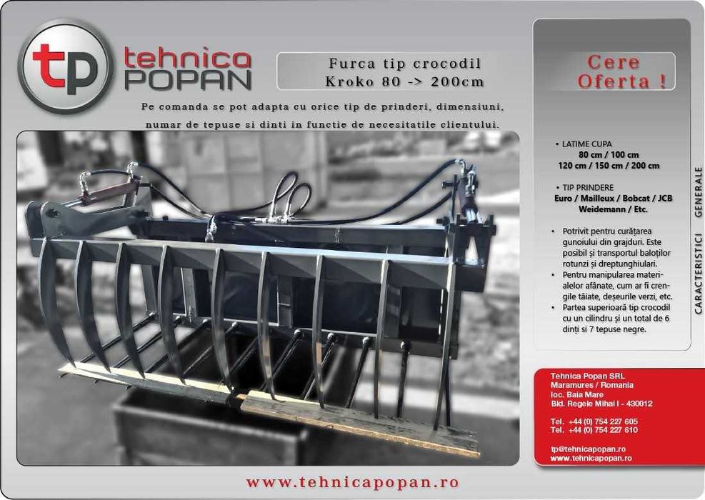Furca tip crocodil-Toate latimile si sistemele de prindere la comanda.