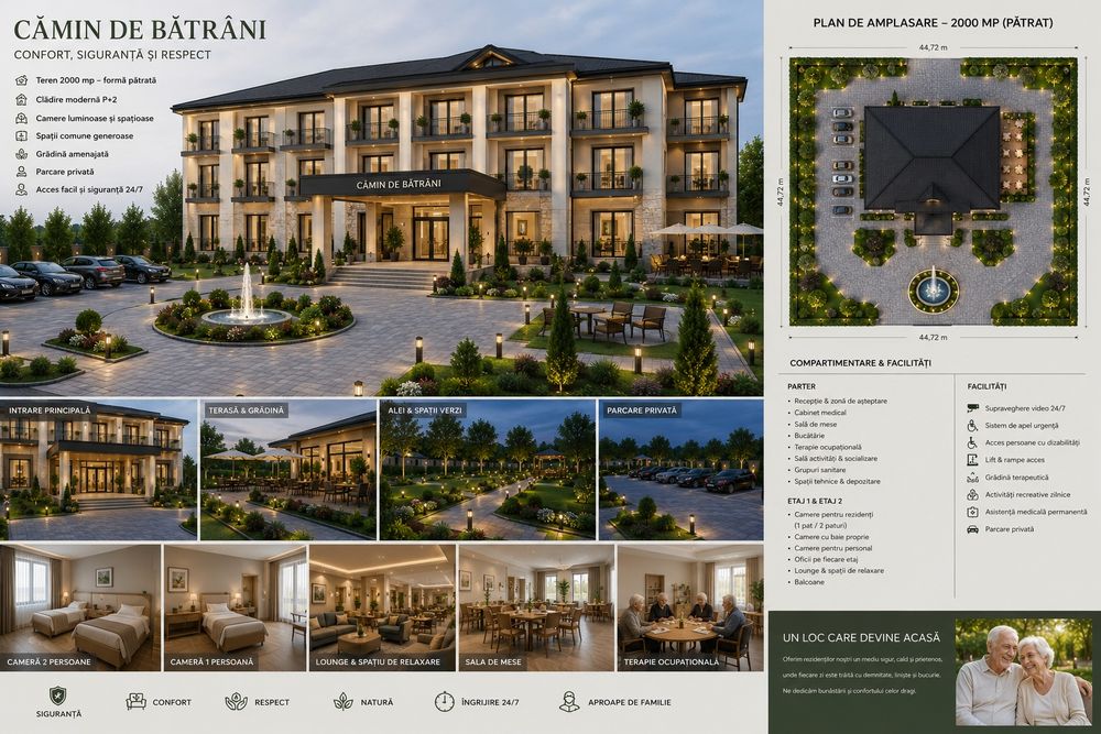 Clădirea de inchiriat care poate fi camin de bătrâni. Hotel.clinica.ect.în Balotești lângă therme