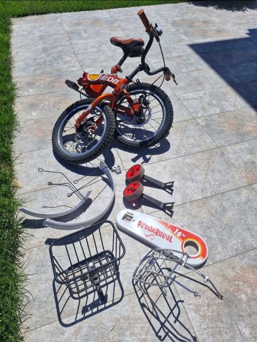Bicicleta Go Kart 16 inch RDB, pentru copii 4-6 ani, disc frana fata/spate, culoare rosu