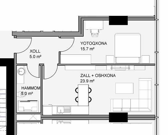 Yu  2х комнатная 51м2 квартира в ЖК REAL HOUSE бизнес класс, СИТИ Молл