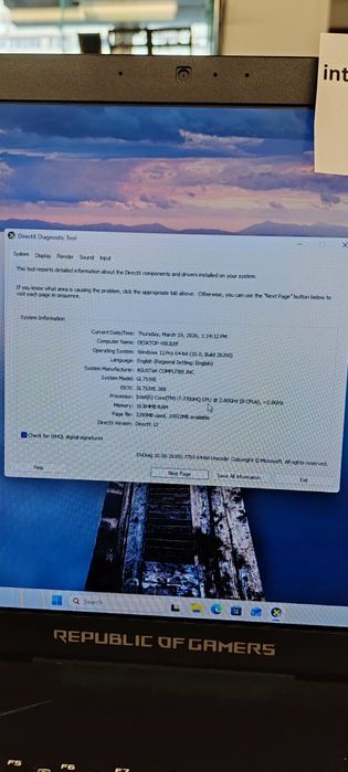 Laptop Asus i7 7700HQ, Nvidia GeForce GTX 1050