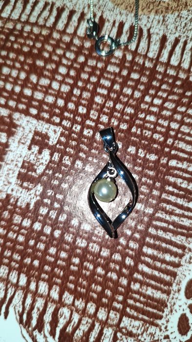 Сребърен комплект обеци и колие с висулка, прозрачни камъчета - 3 вида