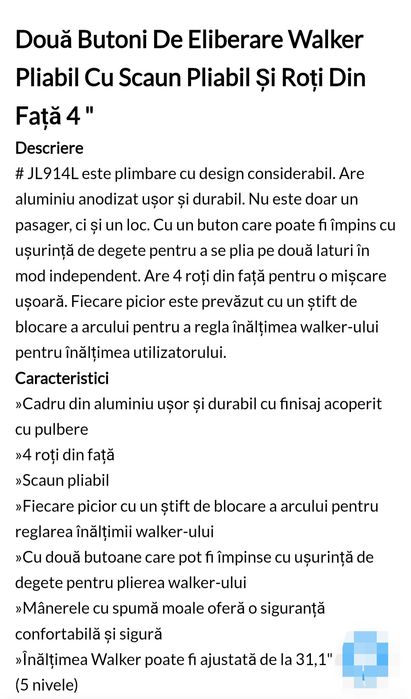 Cadru metalic persoane cu dizabilități