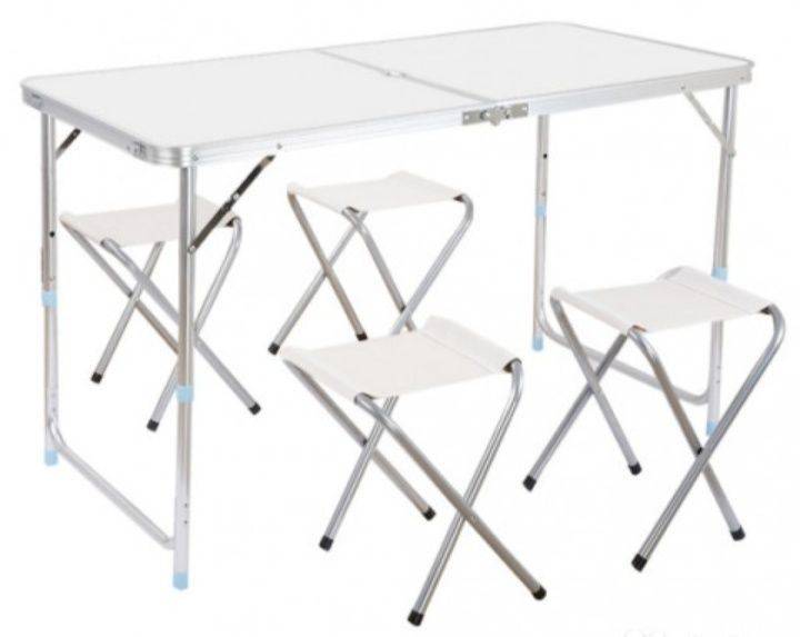 Стол складной с 4 складными стульями для рыбалки и для пикника