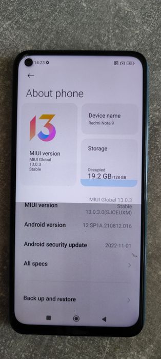 Xiaomi redmi note 9 cu defect la display