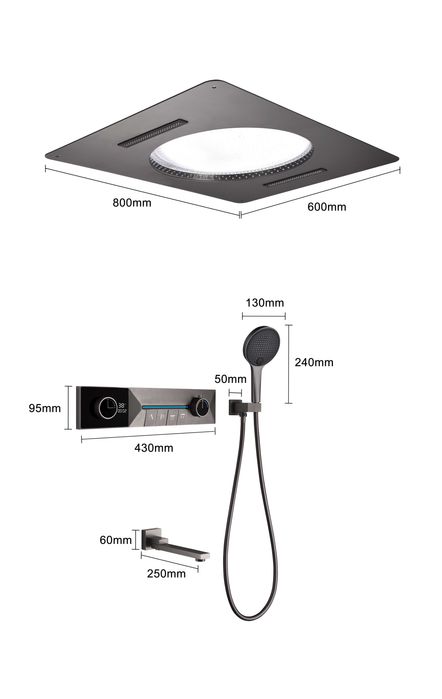Дизайнерска душ система с таванен душ за вграждане Design D42