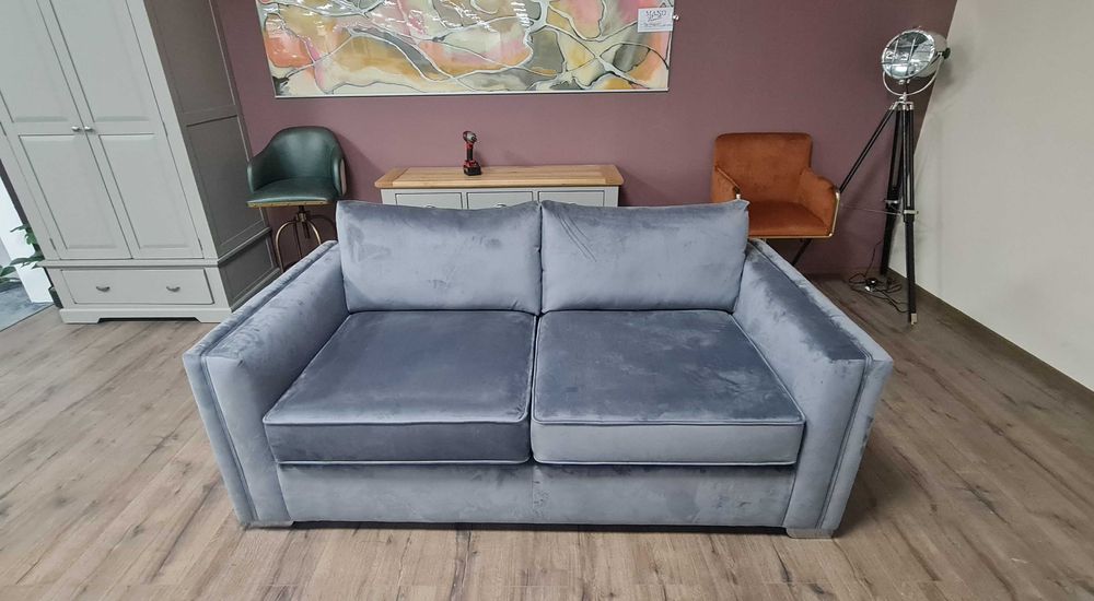 Сив диван от плат тройка с функция сън