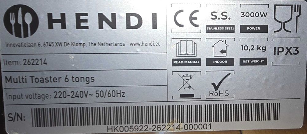 HENDI Multi Toaster – Професионален двуетажен тостер с 6 щипки