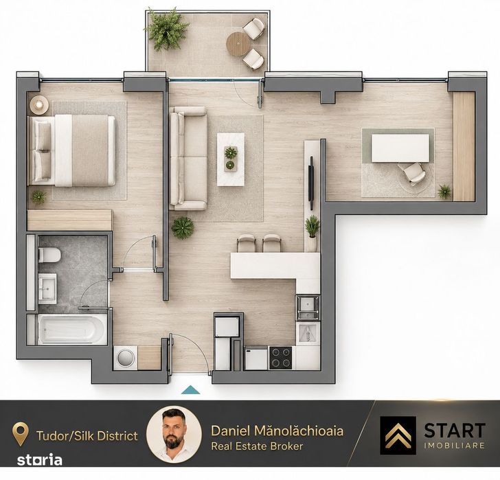 Apartament 3 camere | Silk District | 64 mp Etaj 8 | Parcare acoperită