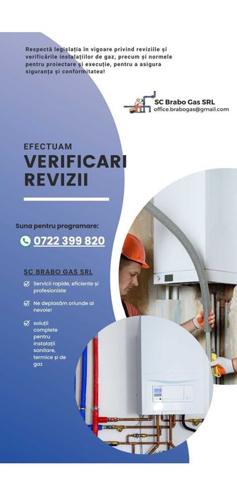 Verificări și revizii, proiectare si executie gaze naturale Brașov