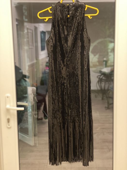 Rochie neagra /paiete/ franjuri /revelion Zara S