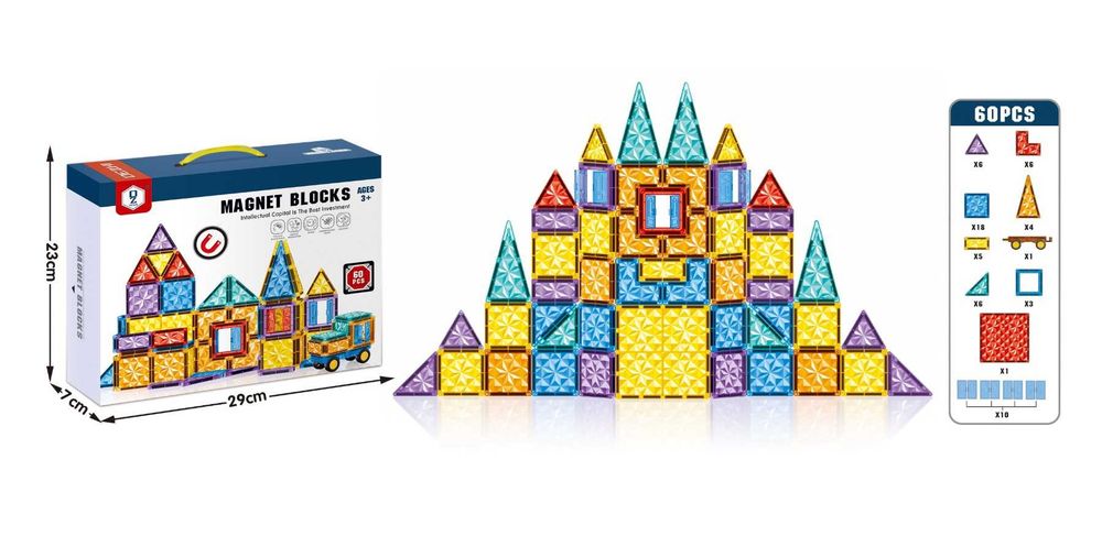 Set constructie magnetic VALA® DIAMOND 60 piese educativ creativ