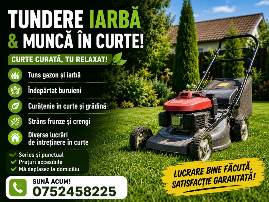 Servicii grădinărit – Tuns iarbă și curățenie în curte