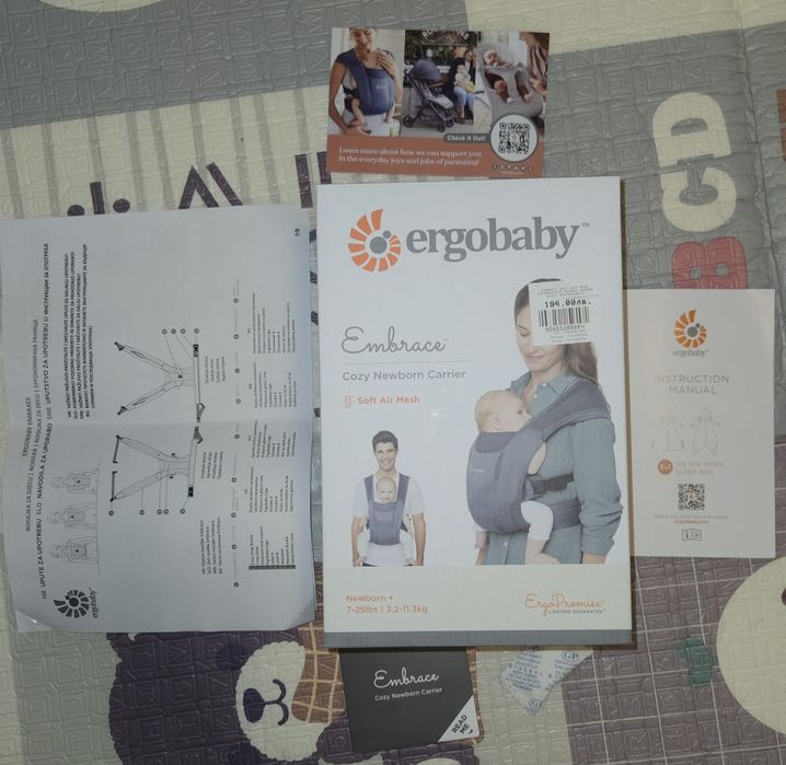 Ergobaby Embrace Soft Air Mesh хибридна раница бебе и дете до 11.3кг.