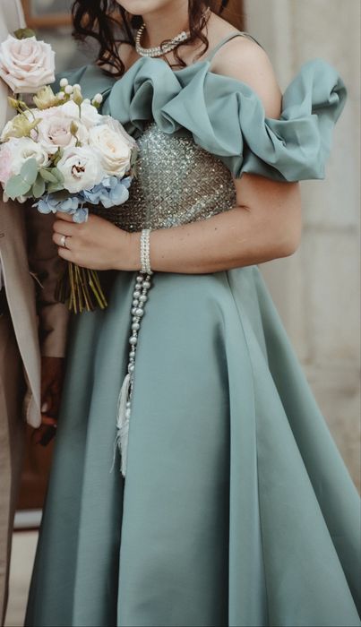 Rochie de nasa / de gala/ festiva culoare verde apa marimea s/m