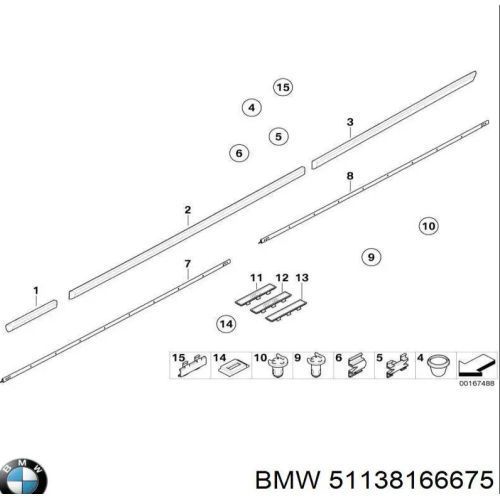 Clema, clips fixare BMW seria 5 (E39) 01.96-06.04, 7 (E38) 04.94-12.01; Fiat Multipla (186) 01.99-12.04/01.05-02.10; bandouri, set 10 buc, 51138166675, 71717421