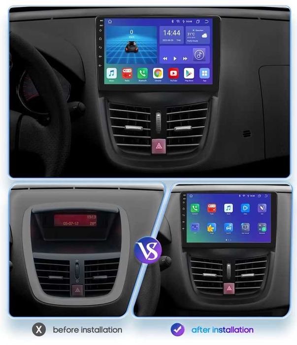 Мултимедия 9" ANDROID 14 за PEUGEOT 207 CARPLAY навигация RDS DSP