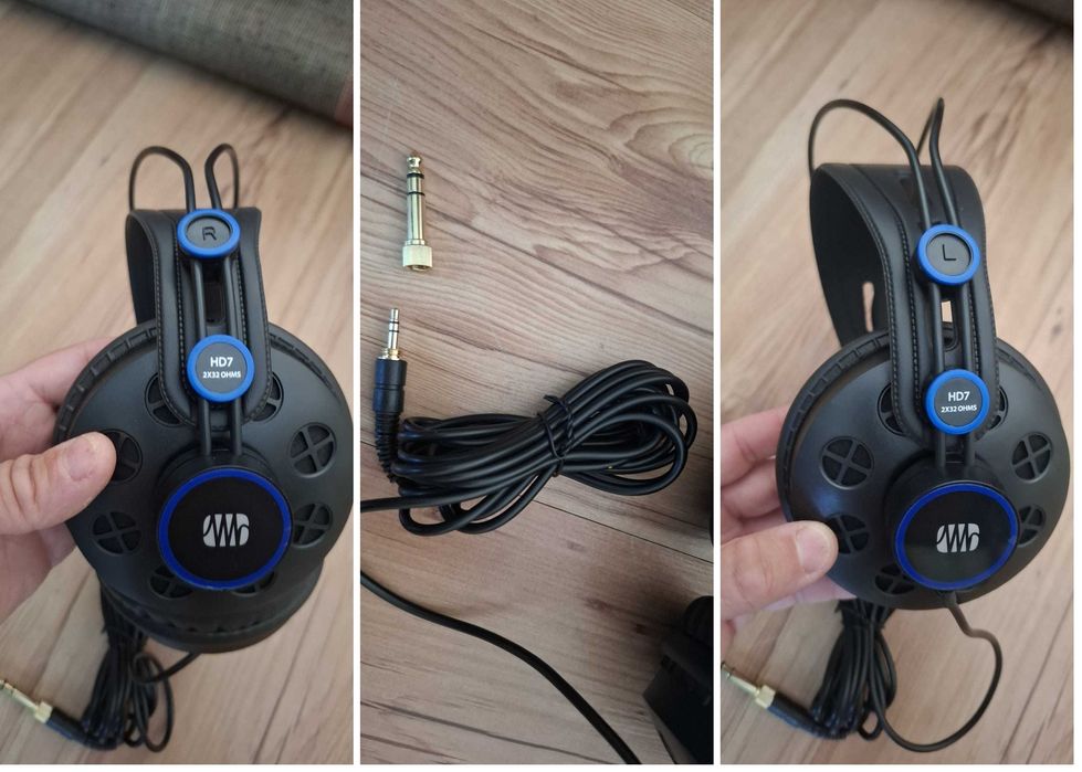 Casti over-ear Presonus HD7 pentru studio, monitorizare, mixaj audio sau audiție, noi, cu saculet si Sony MDR-ZX110, over-ear, headphone, noi, cutie