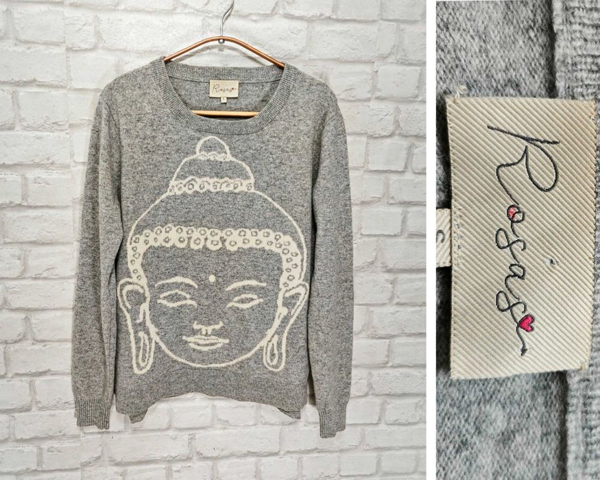 Rasas Buddha Print 100% Кашмирен дамски пуловер размер S
