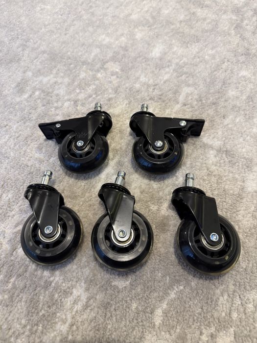 Set de 5 roti de silicon cu tija 10mm pentru scaun de gaming/birou