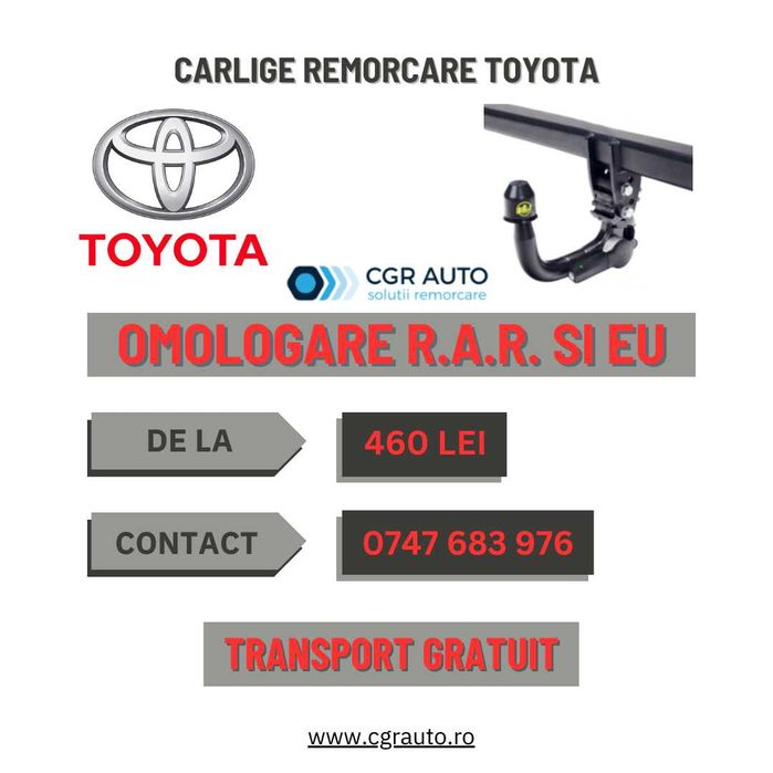 Carlige remorcare Toyota omologate si durabile