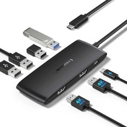 Нов хъб Докинг станция 7-в-1 USB C, двойно 4K HDMI, зареждане 100W