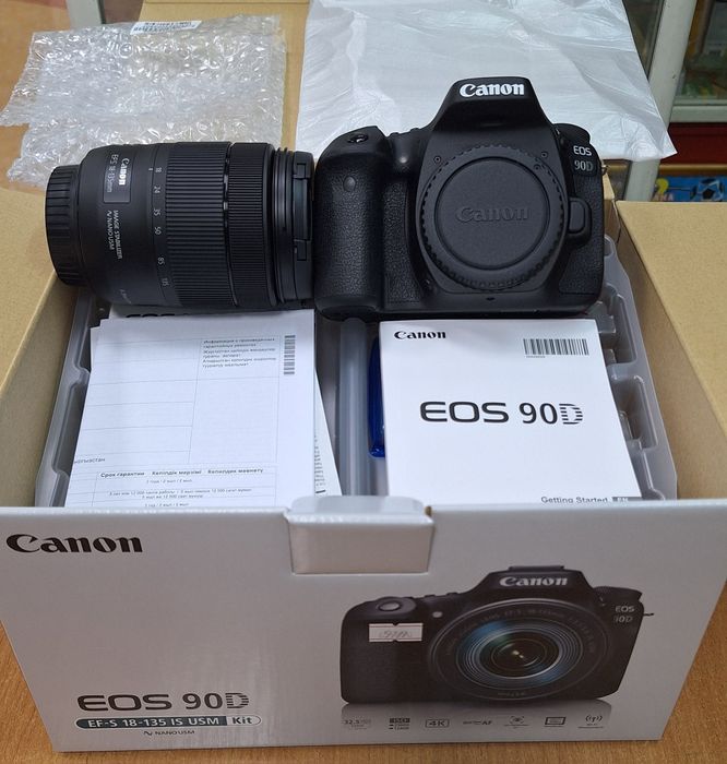 Canon 90D kit 18-135mm USM(новый,официальный,Япония,32.2пикс,профи)