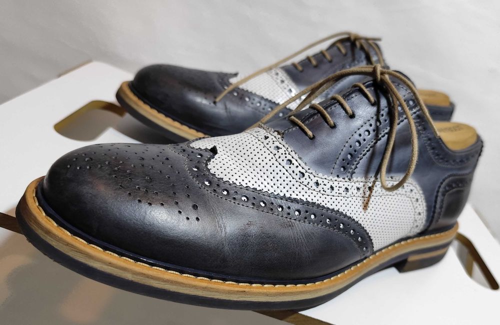 Pantofi derby 46 46.5 brogue Jhones Italy piele naturala moale