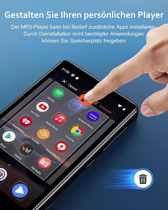 AGXOV 80GB MP3 плейър с WiFi и Bluetooth 4.02-инчов MP4 плейър