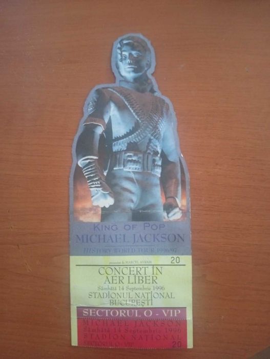 Bilet -  (Invitație originală rară la sector 0 - VIP ) Michael Jackson București 1996 – HIStory World Tour