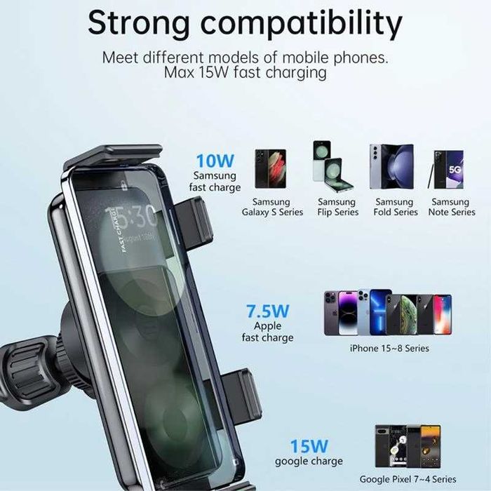 Безжично зарядно за кола  за  телефон със сгъваем екран Samsung