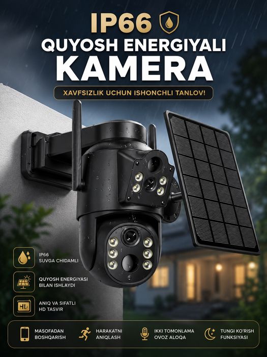 Quyosh paneli WiFi IP kamera 360 PTZ Solar camera