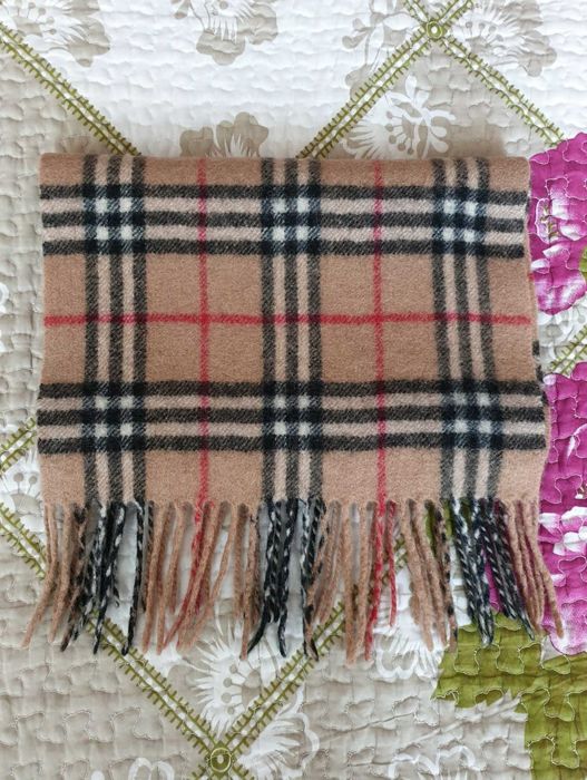 Fular camel bej tartan lana Burberry
