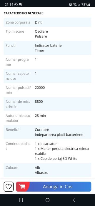 Periuta de dinti electrica oral b