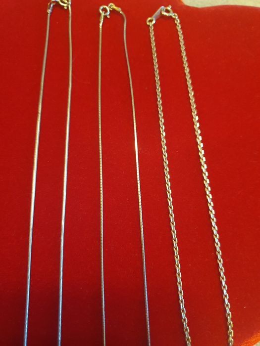 3 Lanțuri argint 925, lungime 45-55 cm