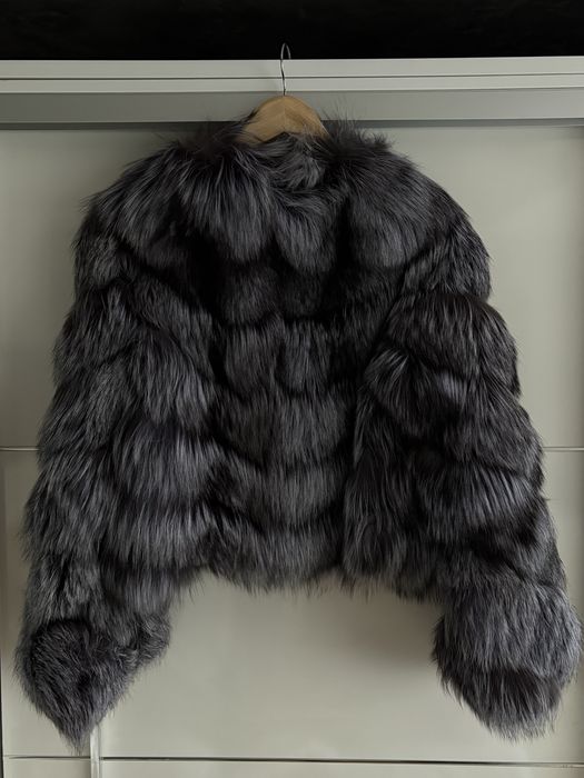 Палто естествен косъм сребърна лисица