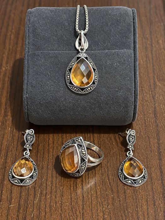 Set bijuterii argint 925 cu citrin și marcasite